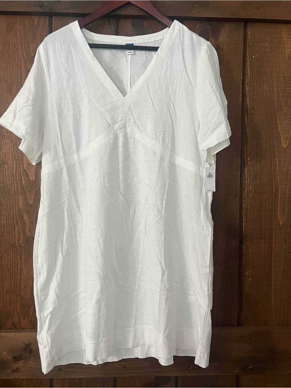 Old Navy White V-Neck Short Sleeve Tunic Dress